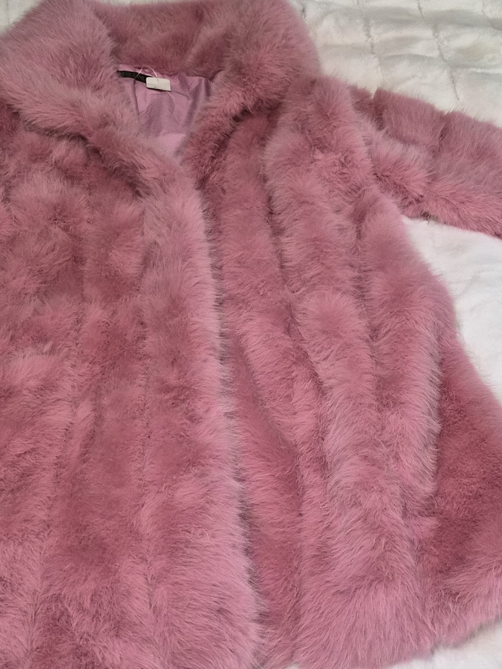 Pink Elegant Women's Long Collar Faux Fox Fur Coat - Picture 10 of 11